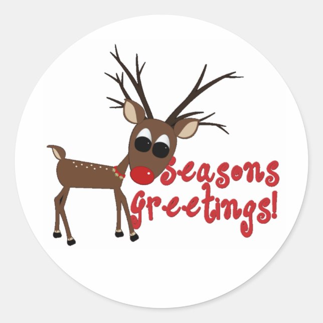 Sticker Rond Bonnes Fêtes de rennes (Devant)