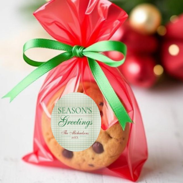 Sticker Rond Bonnes Fêtes En vichy Noël (Créateur téléchargé)