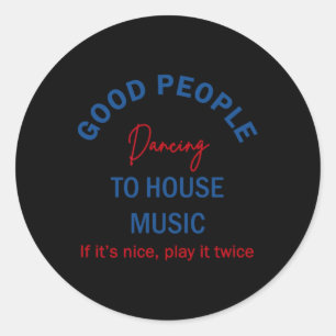 Sticker Rond Bonnes Personnes Dansant À La Maison Musique