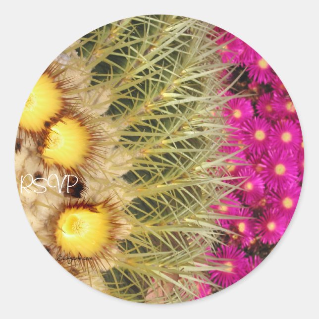 Sticker Rond Bonnet de Mariage RSVP Fleurs de fours de fût (Devant)
