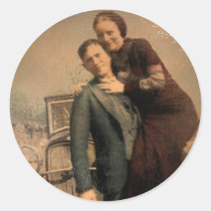 Sticker Rond Bonnie et Clyde