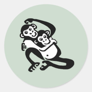 Sticker Rond BONOBO Cheeky - Chimpanzé en voie de disparition -