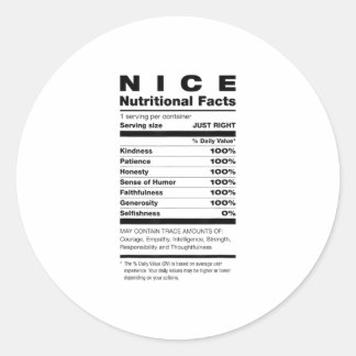 Sticker Rond Bons faits nutritionnels Ingrédients Chri