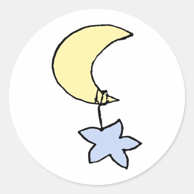 Sticker Rond Bons rêves - bébé lune & étoile (Devant)