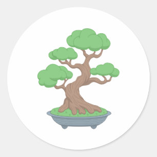 Sticker Rond Bonsai japonais tordu