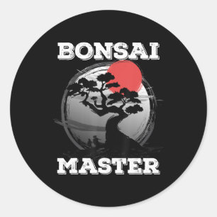Sticker Rond bonsai maître arbre coucher de soleil miniature ar