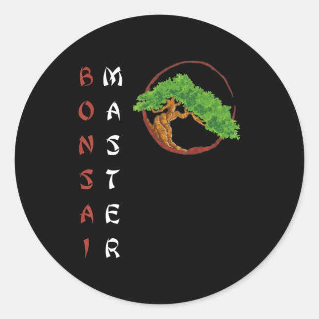 Sticker Rond bonsai maître lever de soleil miniature arbre plan (Devant)