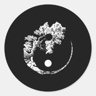 Sticker Rond Bonsai Tree Imprimer Zen Spirit Yin Yang Japonais