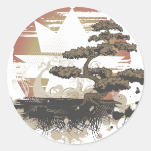 Sticker Rond Bonsaïs vintages d'A.Okay