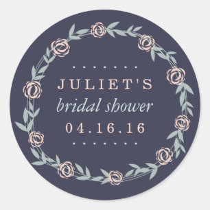 Sticker Rond Bonsoir Bleu, Blush et Sage Douche nuptiale Favori
