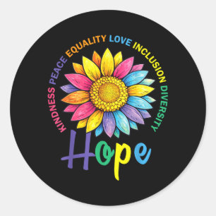 Sticker Rond Bonté Paix Égalité Amour Espoir Diversité Humain