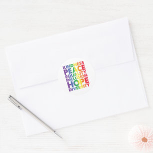 Sticker Rond Bonté Paix Égalité Amour Inclusion Espoir LGBT