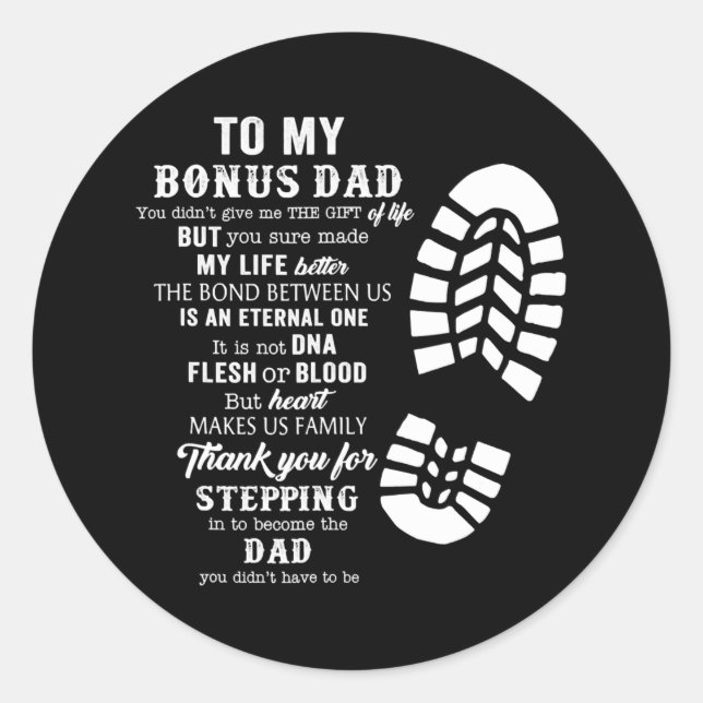 Sticker Rond Bonus Papa Fête des pères Cadeau De Stepdad Pour (Devant)