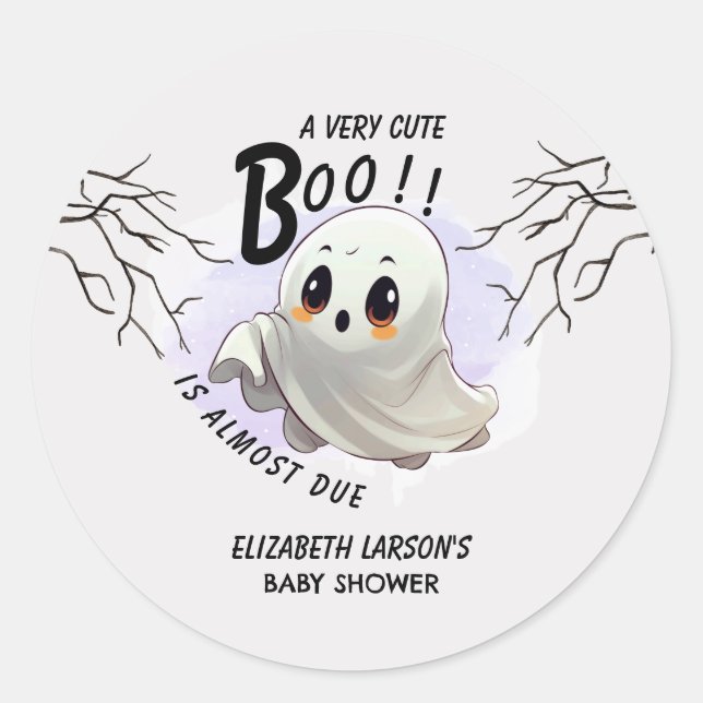 Sticker Rond Boo Baby shower Halloween thème Mignonne fête (Devant)