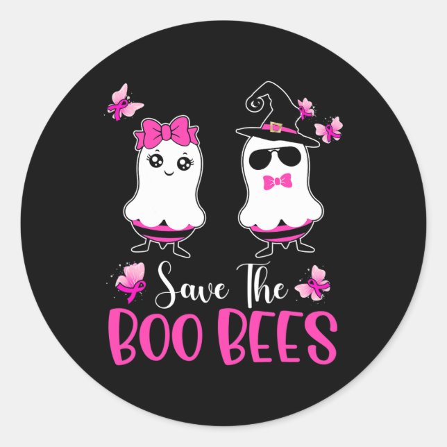 Sticker Rond Boo Bees Amusants Sensibilisation au cancer du sei (Devant)