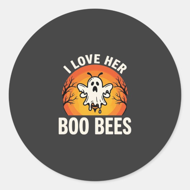 Sticker Rond Boo Bees Halloween Ghost Bee Drôle Design_1 (Devant)