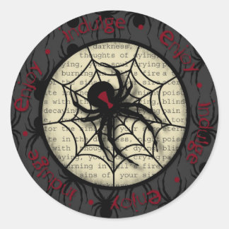 Sticker Rond Boo Black Widow Spider & Texte Déplaisant pour Hal
