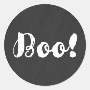 Sticker Rond BOO blanc ! Chalk Chalkboard Halloween Party Favor