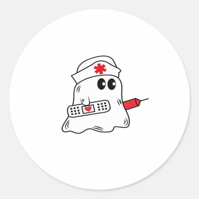 Sticker Rond Boo Boo Crew Nurse Halloween Ghost Funny Surdimens (Devant)