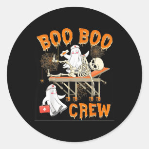 Sticker Rond Boo Boo Skeleton Crew Nurse Funny Ghost Women Hall