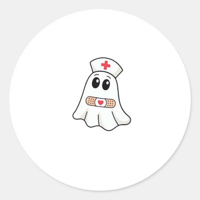 Sticker Rond BOO CREW Ghost Nurse Funny Halloween Essentiel (Devant)