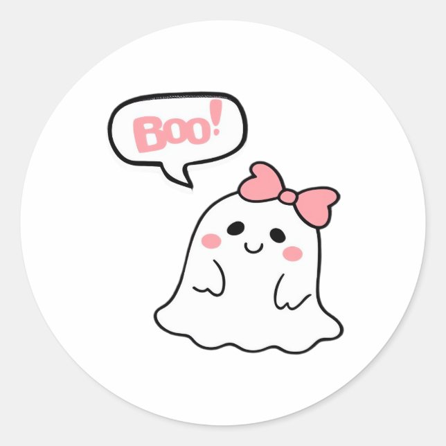 Sticker Rond Boo ! Cute Boo Minimal Clean (Devant)
