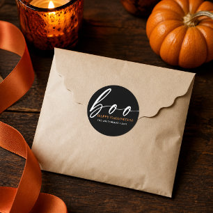 Sticker Rond Boo Cute Happy Halloween Noir