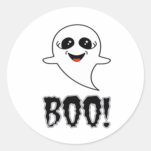Sticker Rond Boo ! Cute Little Halloween Par Lucas Retro Classi (Devant)