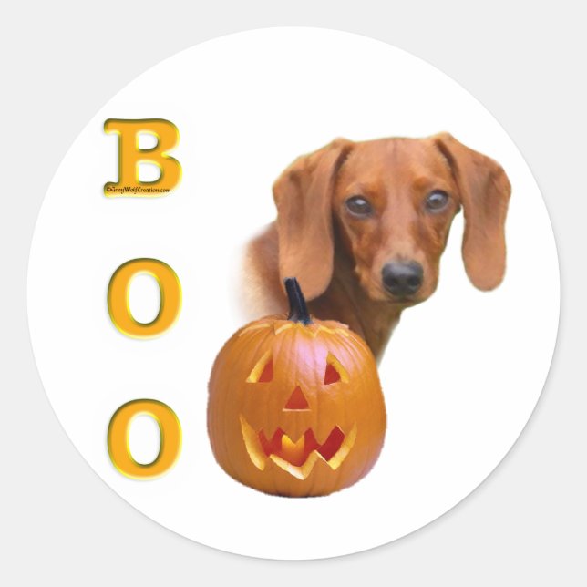Sticker Rond Boo Dachshund (lisse) (Devant)