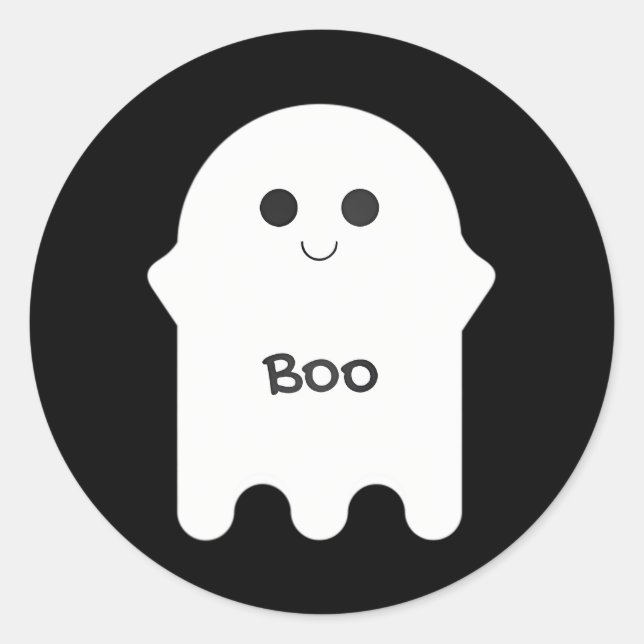 Sticker Rond Boo de dessin animé blanc mignon (Devant)