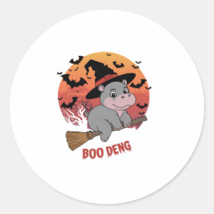 Sticker Rond Boo Deng Hippo Halloween Moo Deng Baby Hippo longu