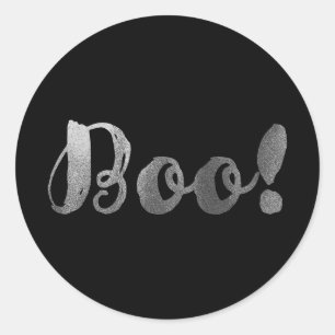 Sticker Rond BOO en argent ! Script moderne Halloween Party Fav