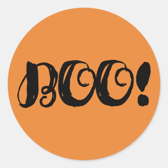 Sticker Rond BOO ! Fête d'Halloween noir ou traiter Favoriser (Devant)