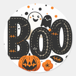 Sticker Rond BOO Frankenstein Stitch Halloween Party