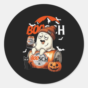 Sticker Rond Boo Ghost Halloween Bière Party Boire Mer Éffrayan