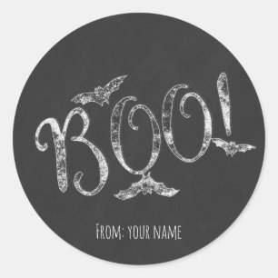 Sticker Rond BOO ! Halloween Chalkboard Chalk Fête