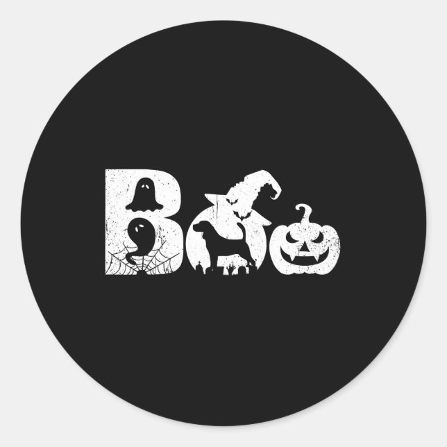 Sticker Rond Boo Halloween Costume Beagle Chien Citrouille sorc (Devant)
