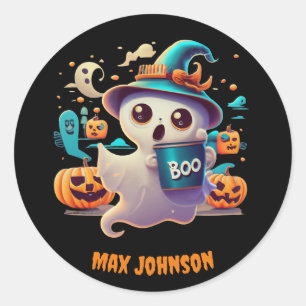 Sticker Rond Boo ! Halloween - Monster Mash Orange Black
