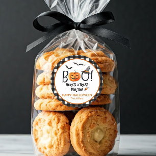 Sticker Rond BOO Halloween Treat Citrouille round