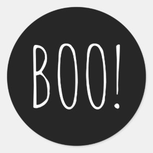 Sticker Rond Boo Halloween   Typographie noire pour soirée effr