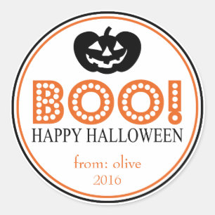 Sticker Rond Boo ! Jack-O-Lantern (Noir / Orange)