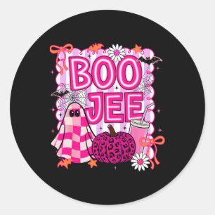 Sticker Rond Boo Jee Ghost Café Coquette Bow Halloween Girl W