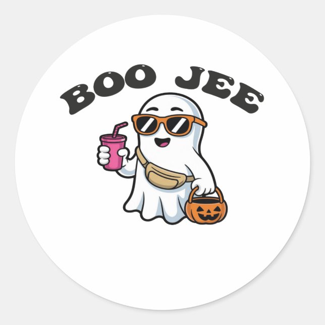 Sticker Rond BOO-JEE Ghost – Funny Boujee Halloween Design (Devant)