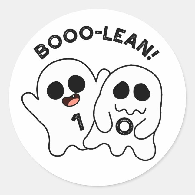 Sticker Rond Boo-lean Funny Computer Ghost Boolean Pun (Devant)