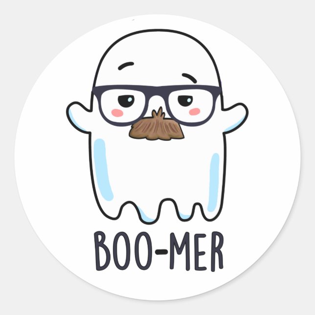 Sticker Rond Boo-mer Funny Moyenne Age Ghost Pun (Devant)