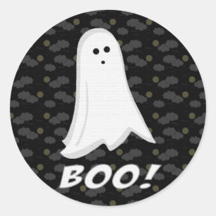 Sticker Rond Boo, mignon fantôme noir et blanc