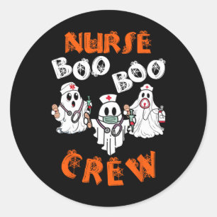 Sticker Rond Boo Nurse Scrub Drôle Fantôme Halloween Costumes a