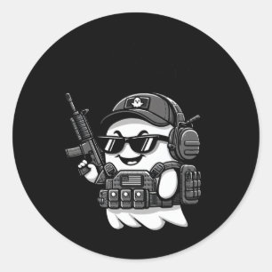 Sticker Rond Boo Pew Costume Fantôme Tactique Amour D'Arme À Fe