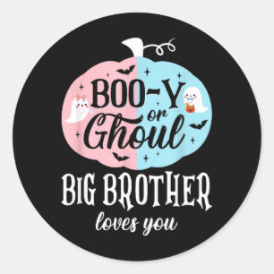Sticker Rond Boo-Y ou fantôme, grand frère t'aime Boo Halloween