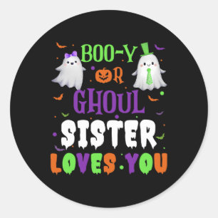 Sticker Rond Boo-y Ou Ghoul Soeur Vous Aime Par Halloween Homme